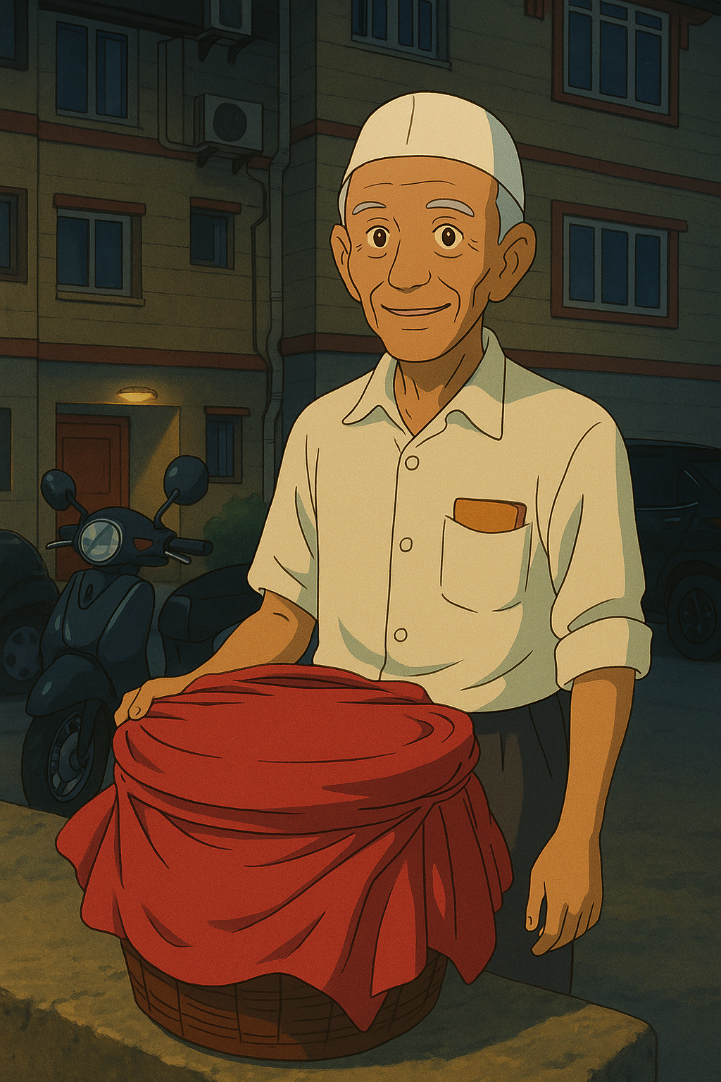 Kulfi Vendor at Dusk, Ghibli style Image